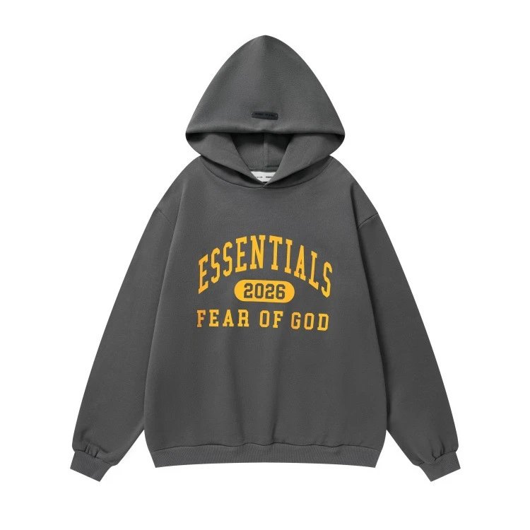Fear Of God Essentials Beige Oversized Hooded Sweatshirt