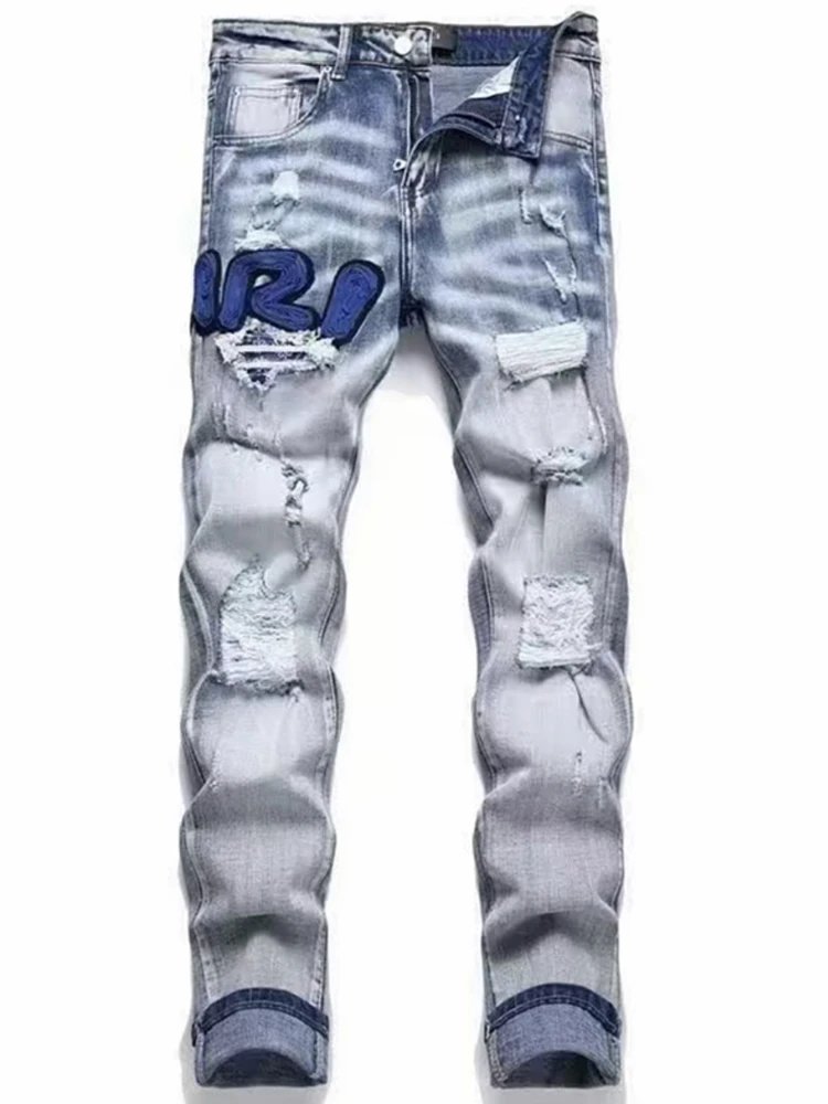 Amiri Mira Patch Distressed Slim Fit Jeans - 7
