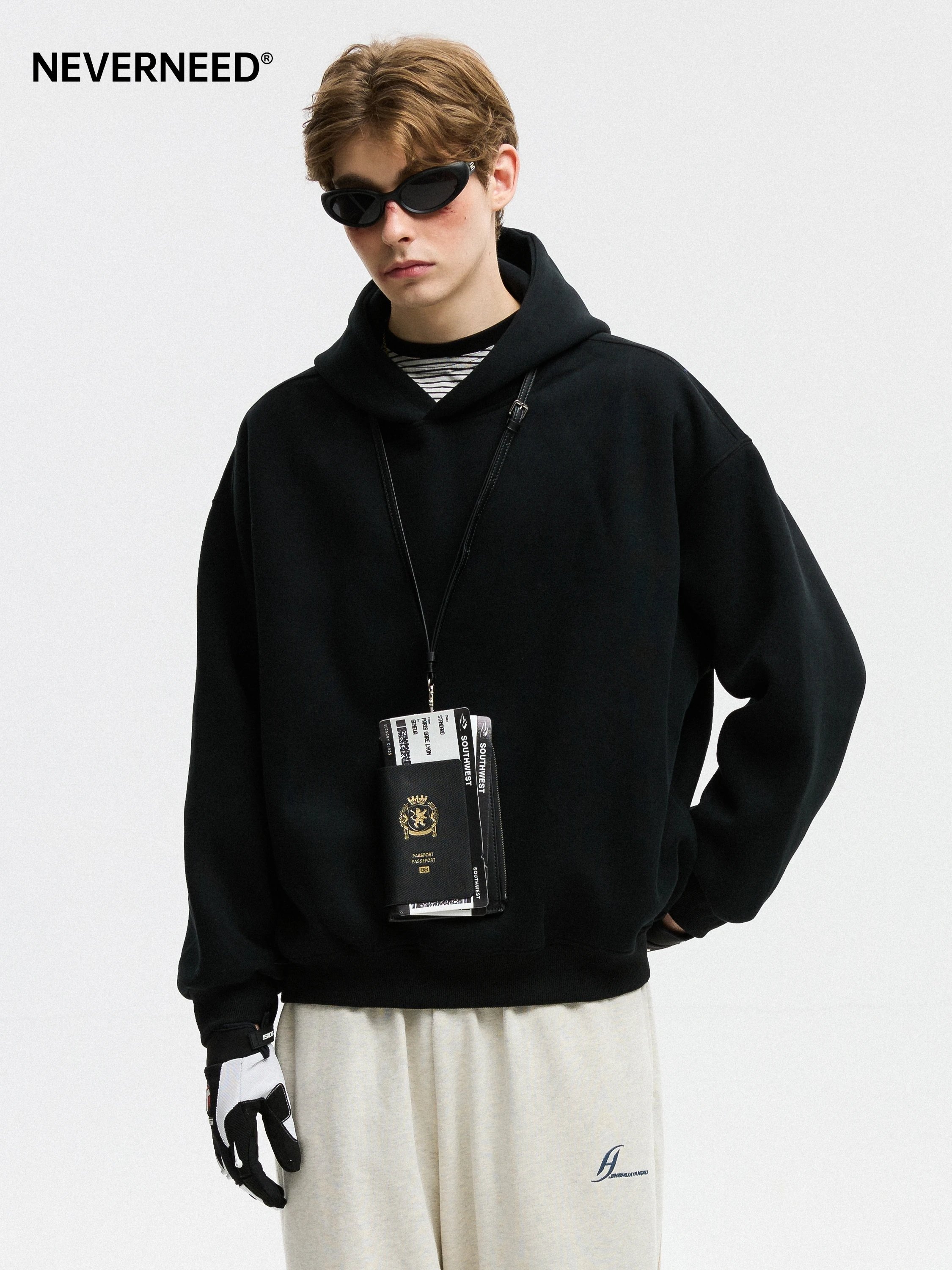 Neverneed Oversized Gray Heather Hooded Sweatshirt