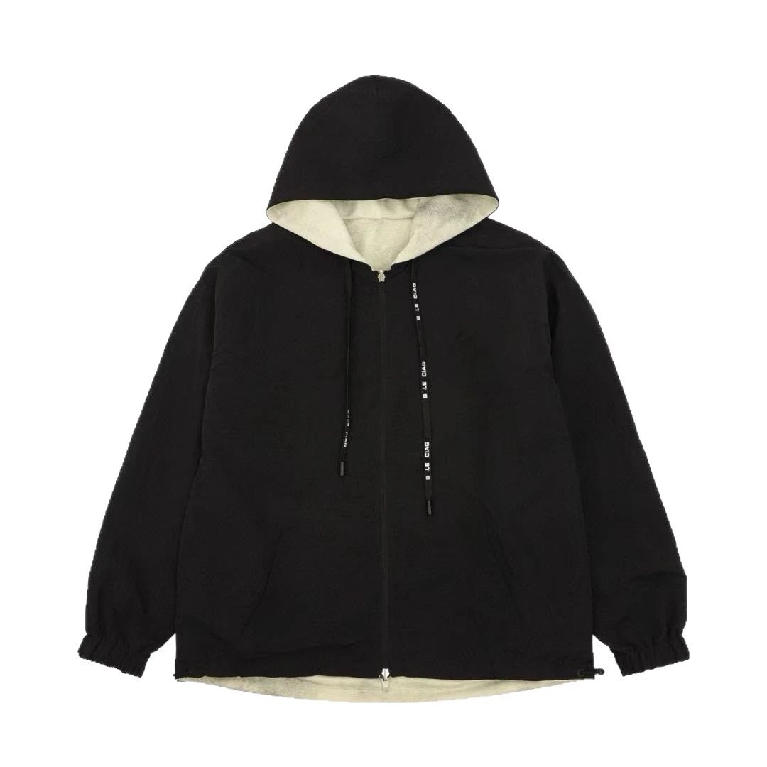 B Le Ciag Hooded Windbreaker Black Casual Jacket