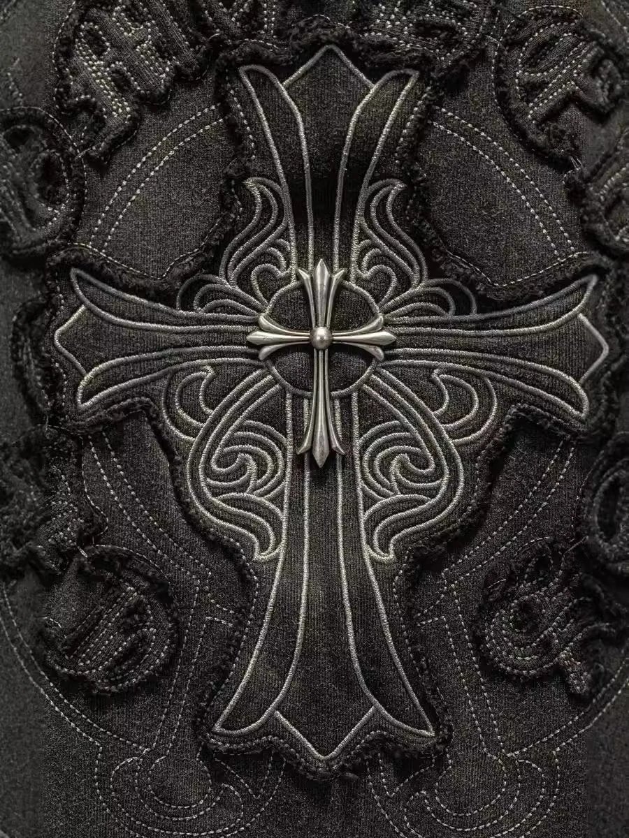 Chrome Hearts Black Embroidered Logo Crewneck Sweatshirt