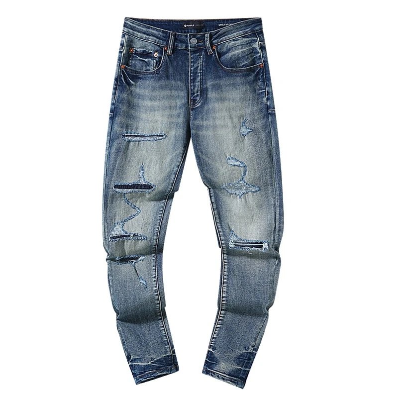Ripped and Patched Retro Straight Leg Jeans photo 3