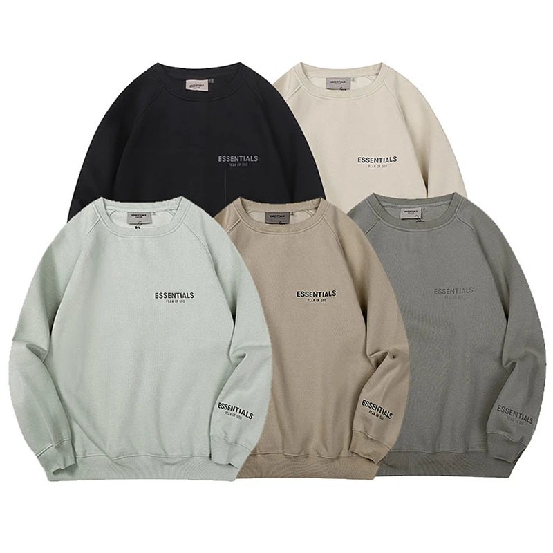 essentials round neck plus velvet sweatshirt FOG men's and women's reflective trendy loose top