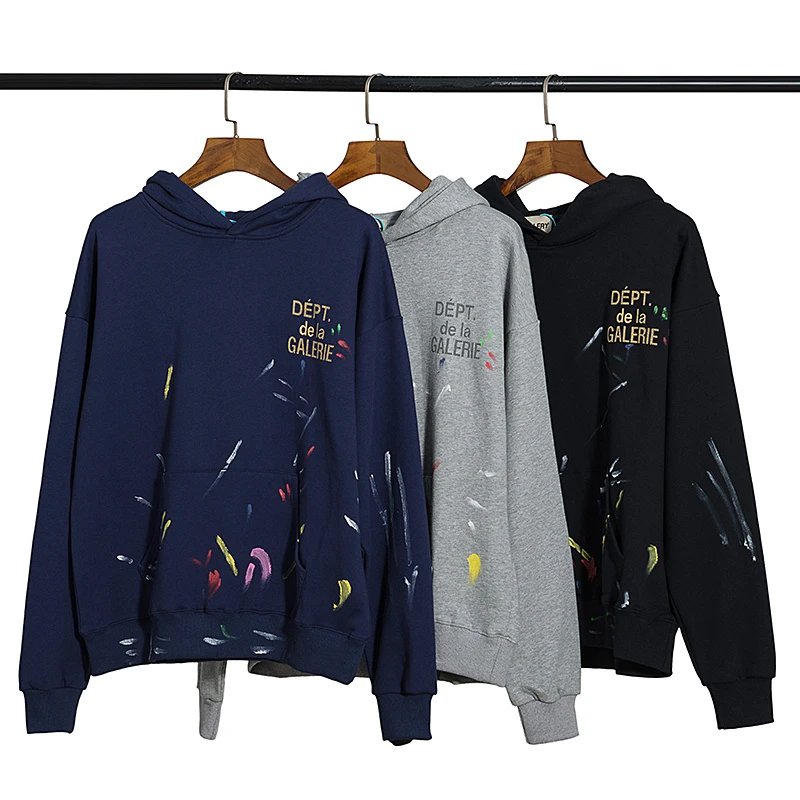 GALLERY DEPT American hip-hop ink graffiti loose cotton terry unisex hooded sweatshirt