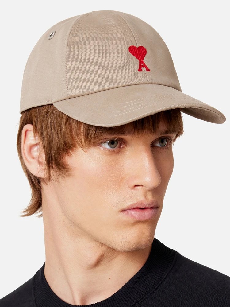 Ami Paris Beige Heart Logo Baseball Cap