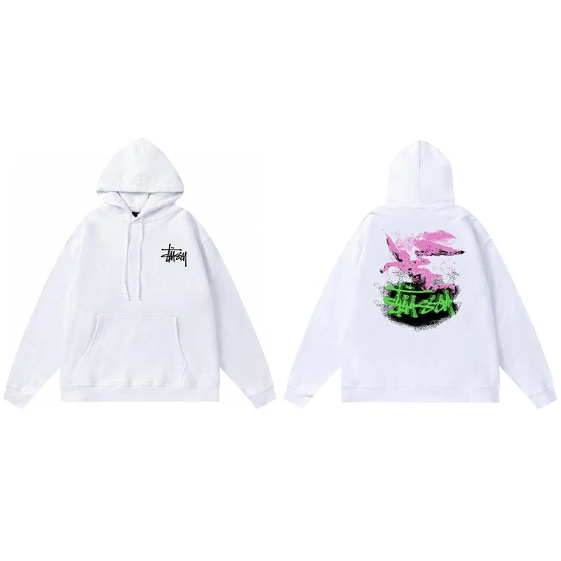 Stussy Hippo Graphic White Oversized Hoodie