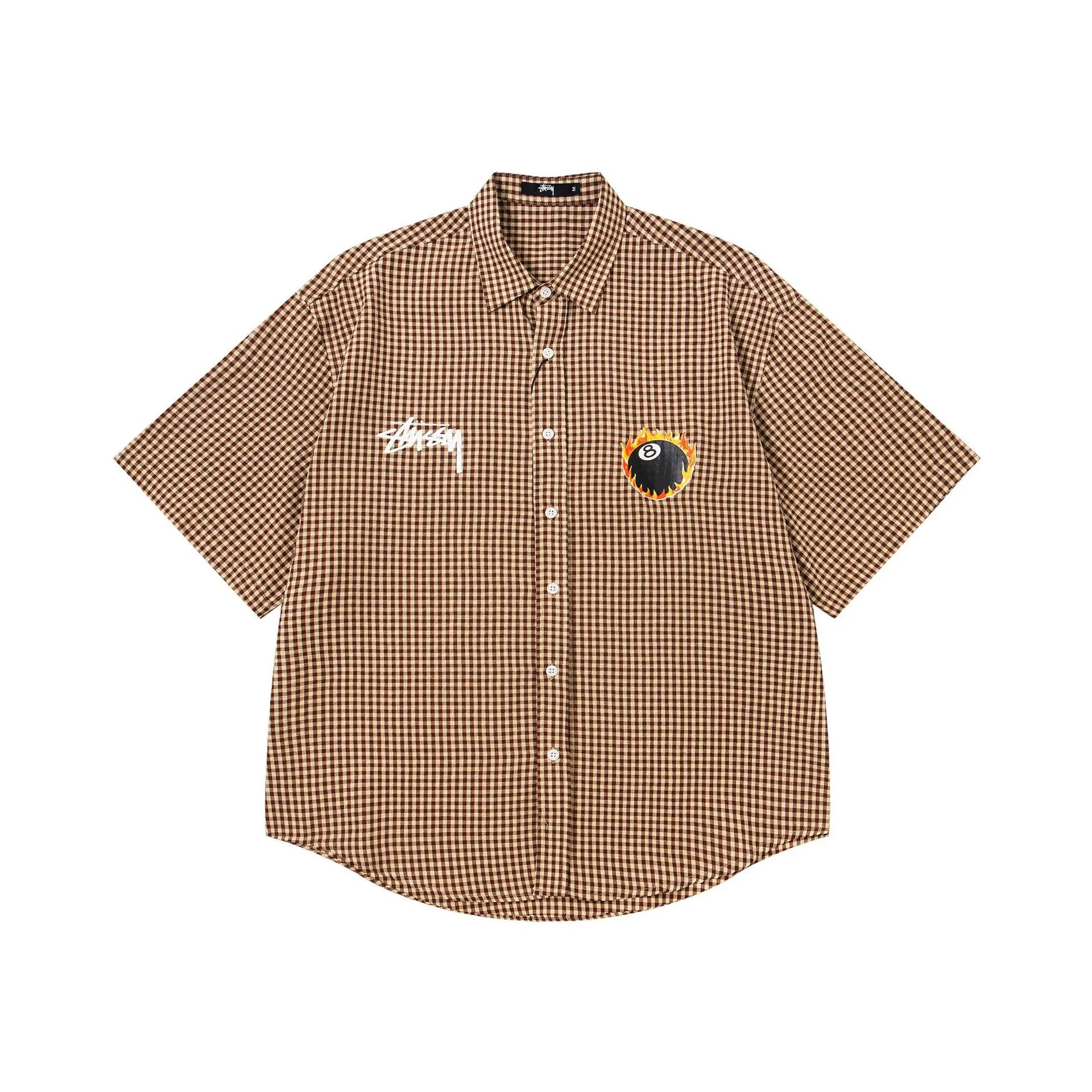 Stussy Original Design Blue Beige Plaid Long Sleeve Shirt