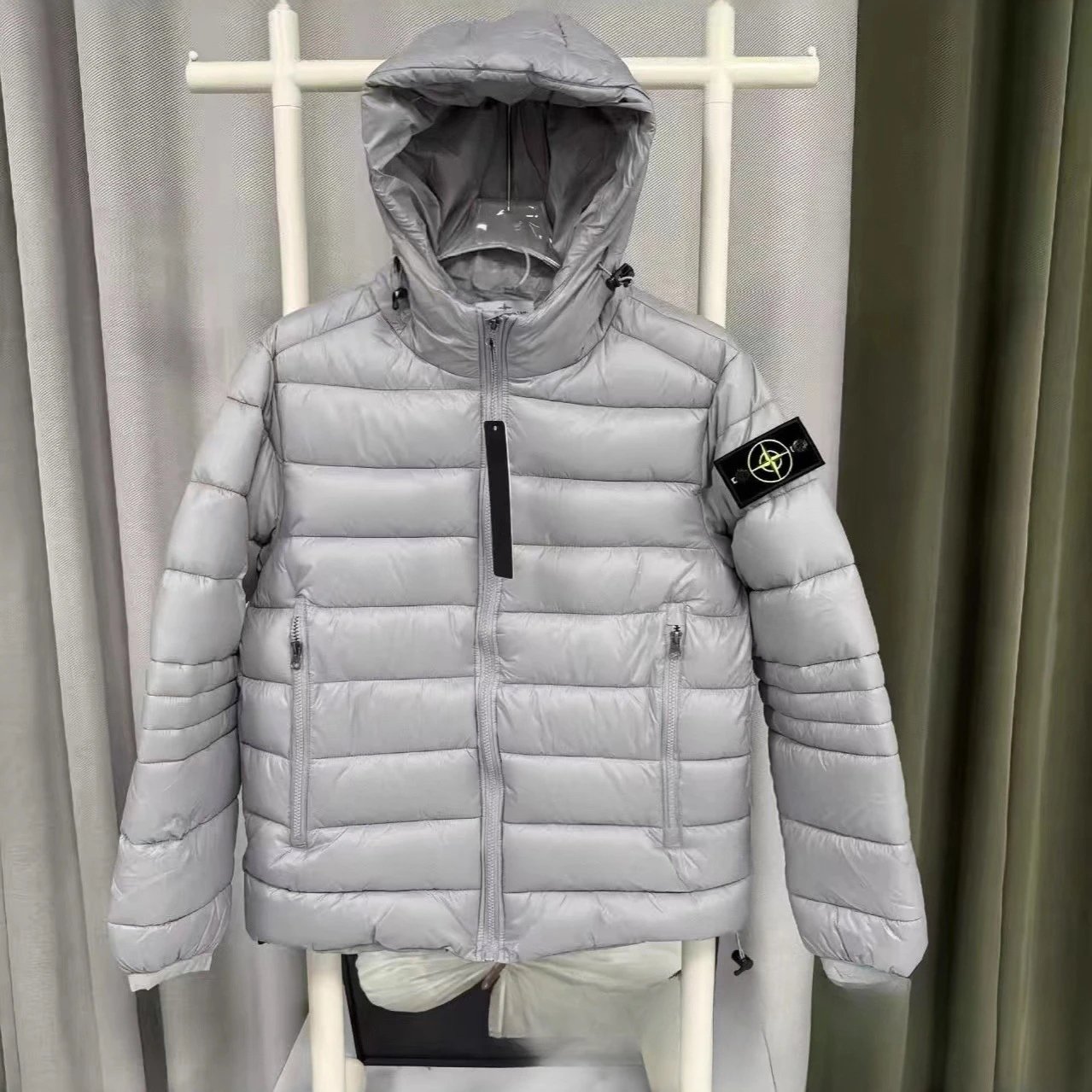 Stone Island Shadow Project Down Jacket Light Gray Outerwear - 1
