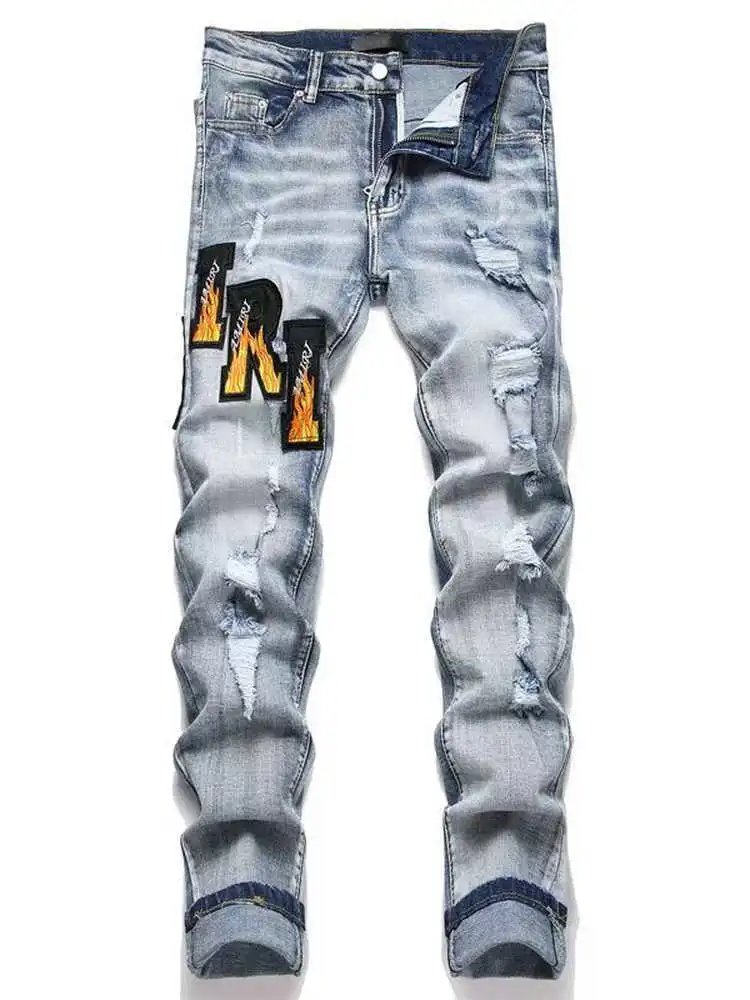 Amiri Mira Patch Distressed Slim Fit Jeans - 6