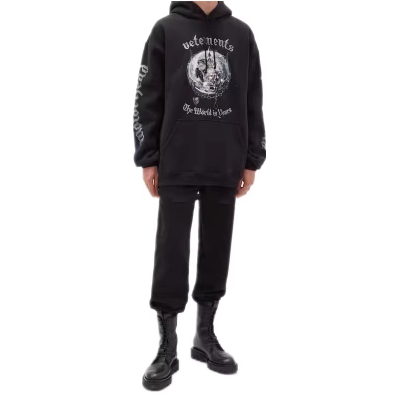 Vetements Skull Graphic Black Oversized Hoodie
