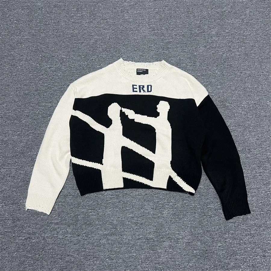 Uniqlo Black and White Graphic Knit Sweater