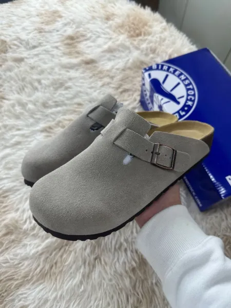 Birkenstock Boston Wool Gray Clogs - 6