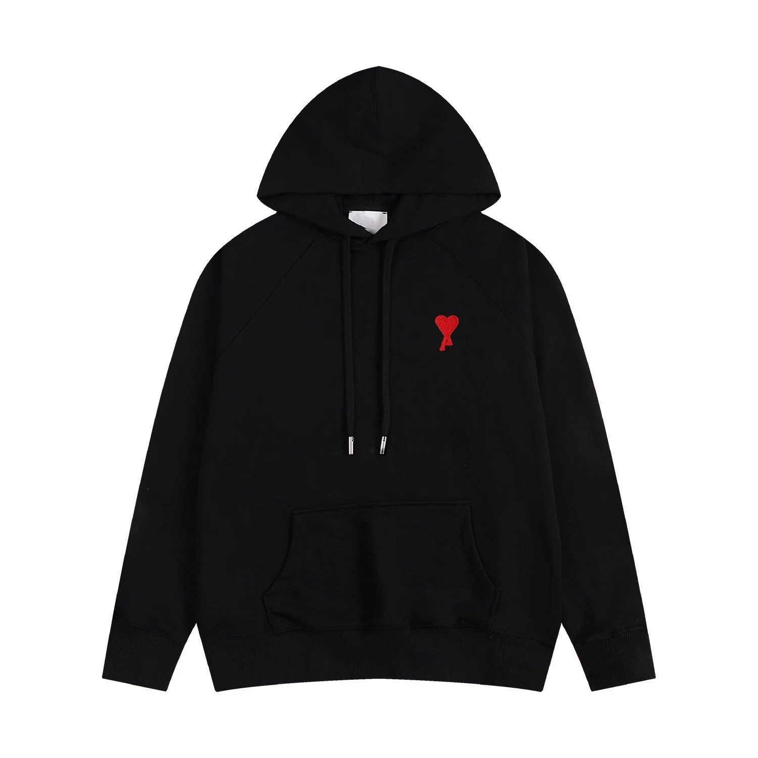Ami Paris Black Heart Embroidery Oversized Hoodie