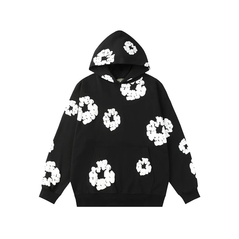 Floral Print Hooded Sweatshirt Multicolor Oversized Pullover
