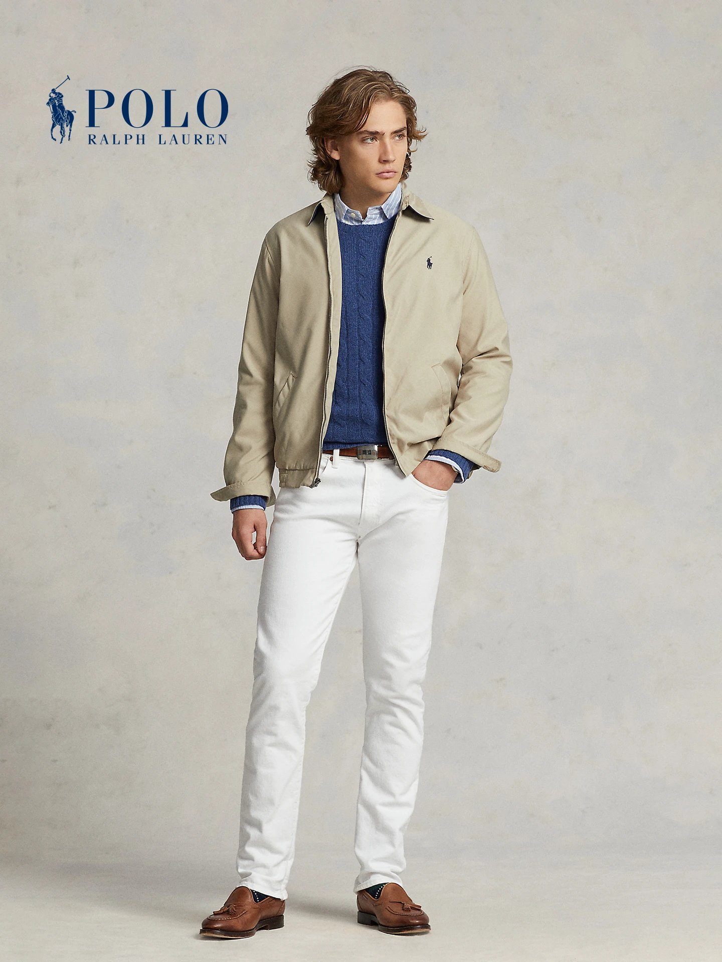 Polo Ralph Lauren Beige Classic Fit Windbreaker Jacket