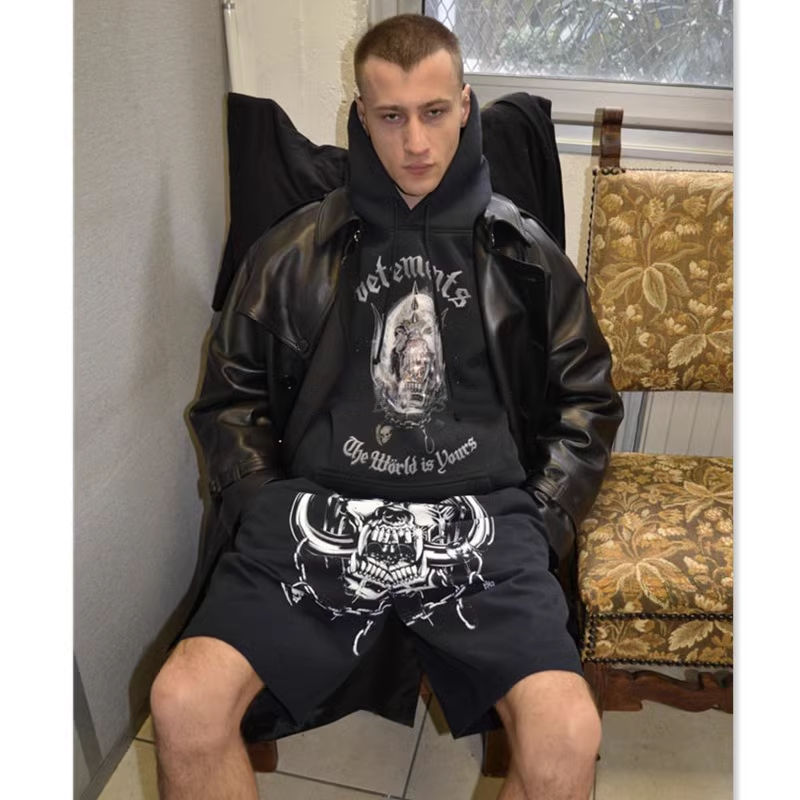 Vetements Skull Graphic Black Oversized Hoodie
