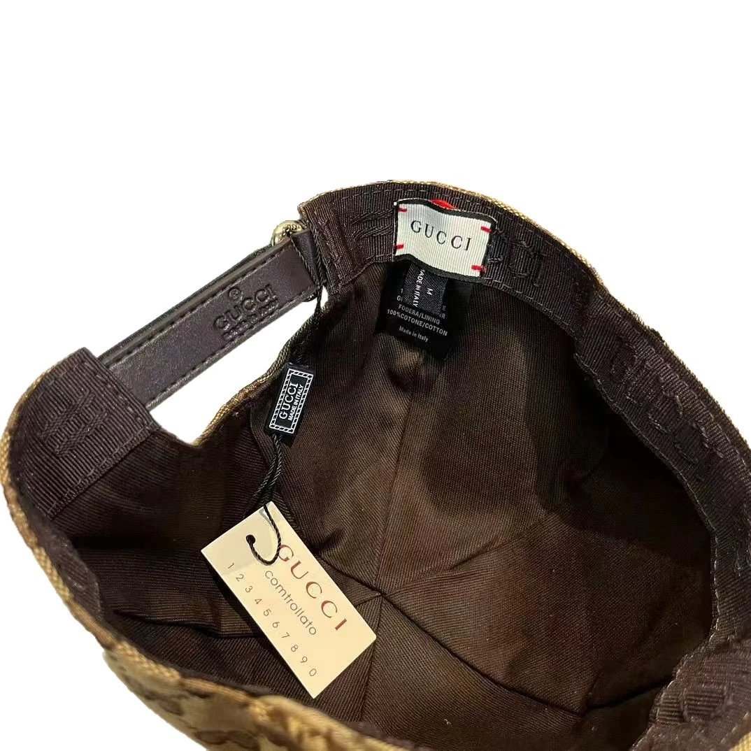 Gucci GG Marmont Beige Black Tan Web Stripe Baseball Cap