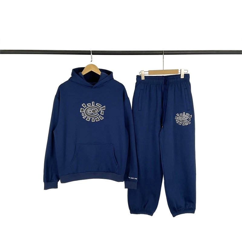 Graphic Hooded Sweatshirt Set Gray Brown Green Blue Black Streetwear