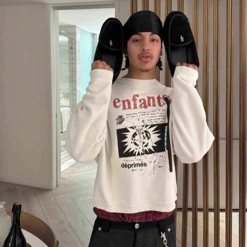 Infants Graphic Print Off-White Oversized Sweatshirt