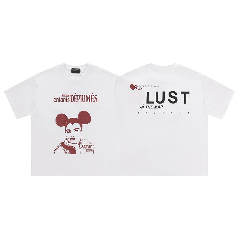 Line Drawing Pattern Printed Short-Sleeved Shirt photo 8