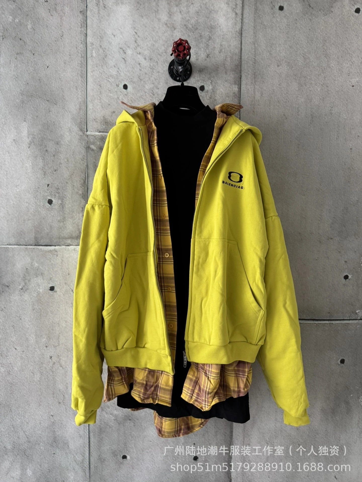 Balenciaga Hooded Zip-Up Black Oversized Sweatshirt