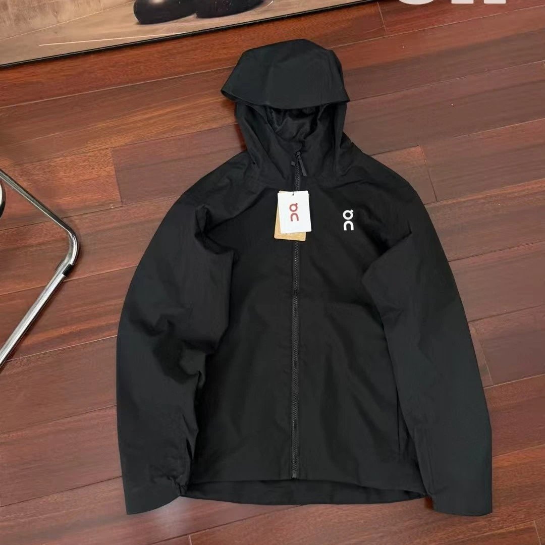 On Running Windbreaker White Olive Black Lightweight Hooded Jacket