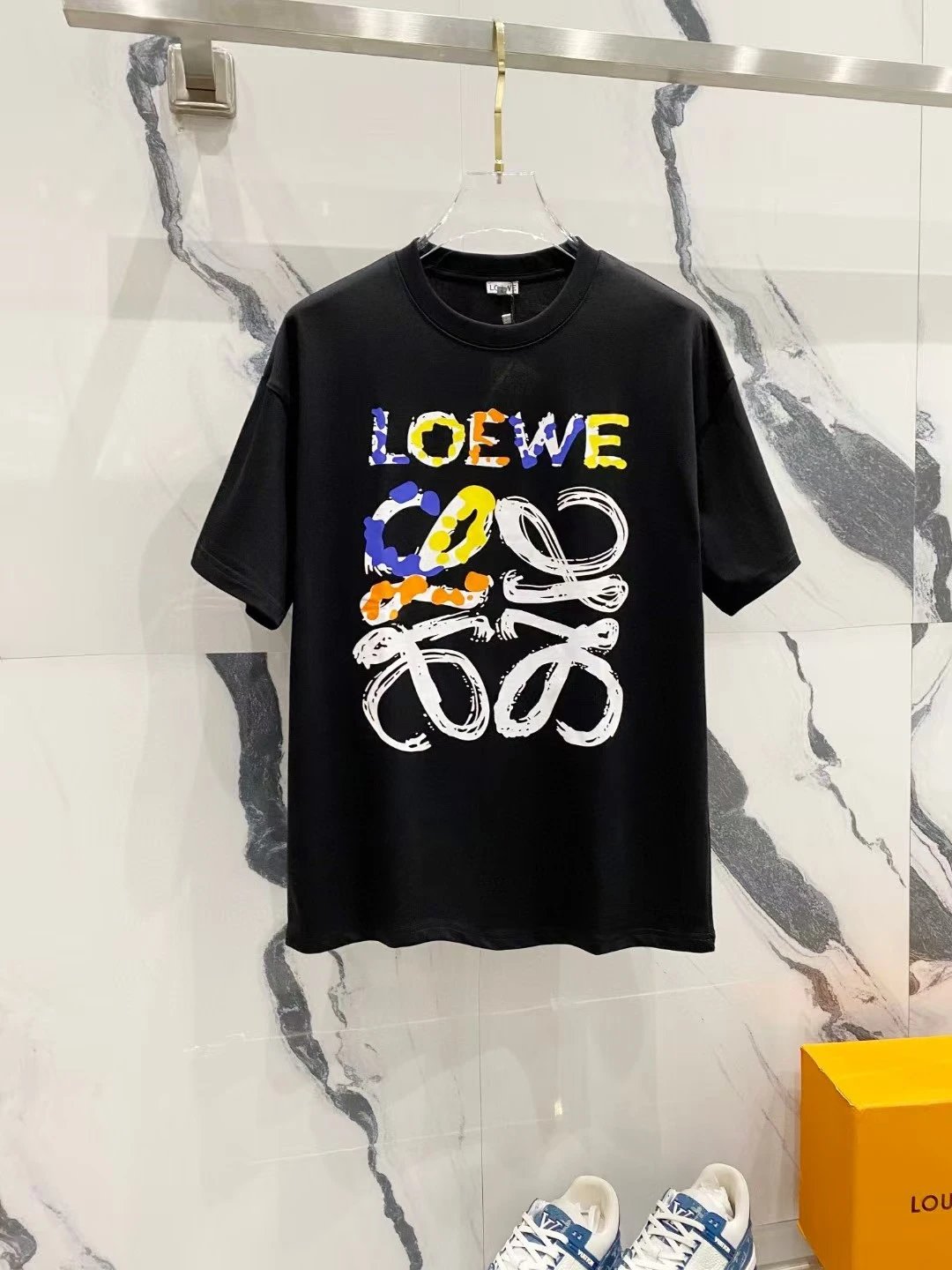 Loewe Logo Embroidered White Oversized T-Shirt