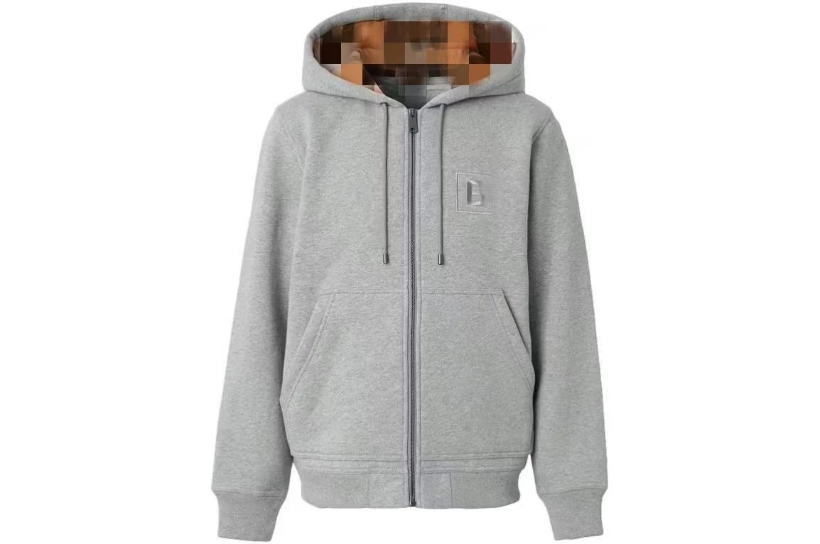 Grey Full Zip Hooded Sweatshirt Heather Grey Casual