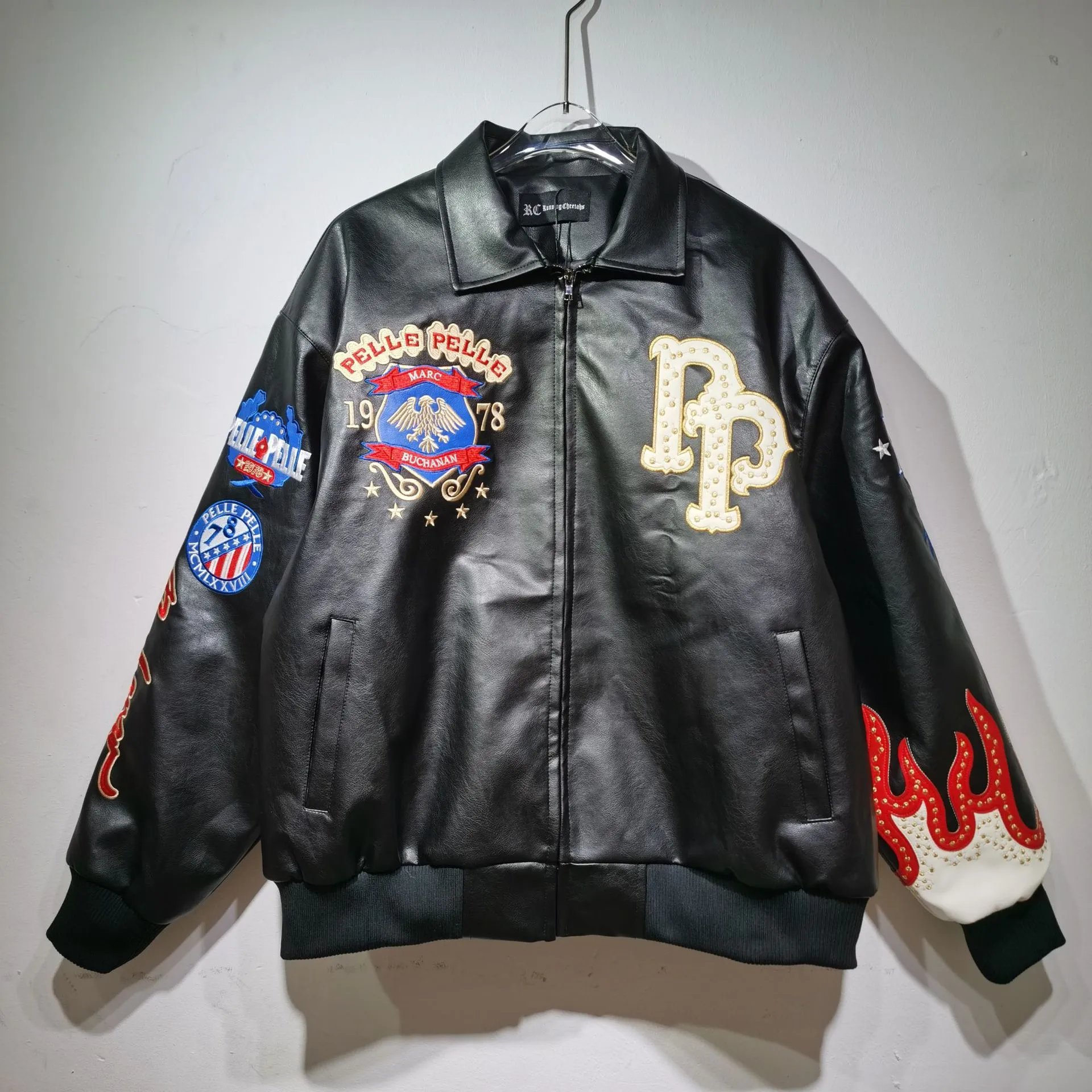 Running Cheetahs x Ferrari Racing Leather Jacket Black Red - 7
