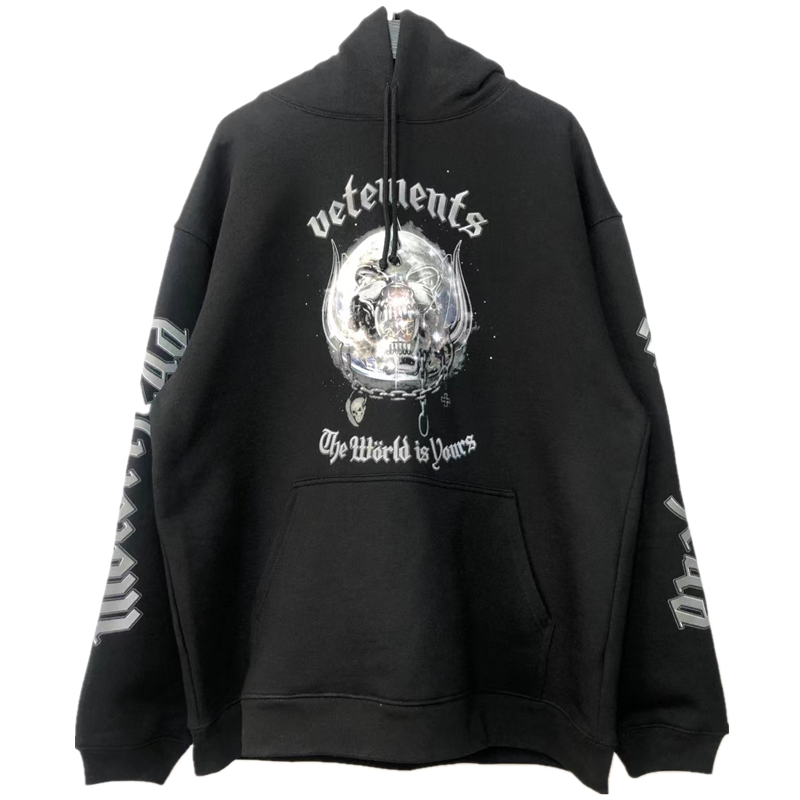 Vetements Skull Graphic Black Oversized Hoodie