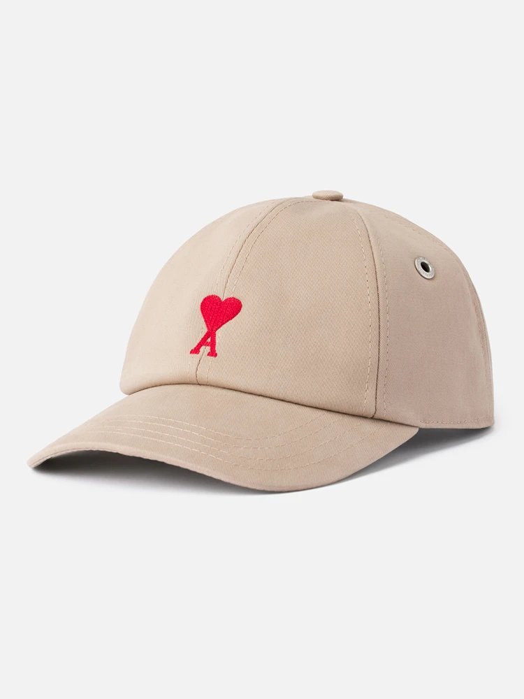 Ami Paris Beige Heart Logo Baseball Cap