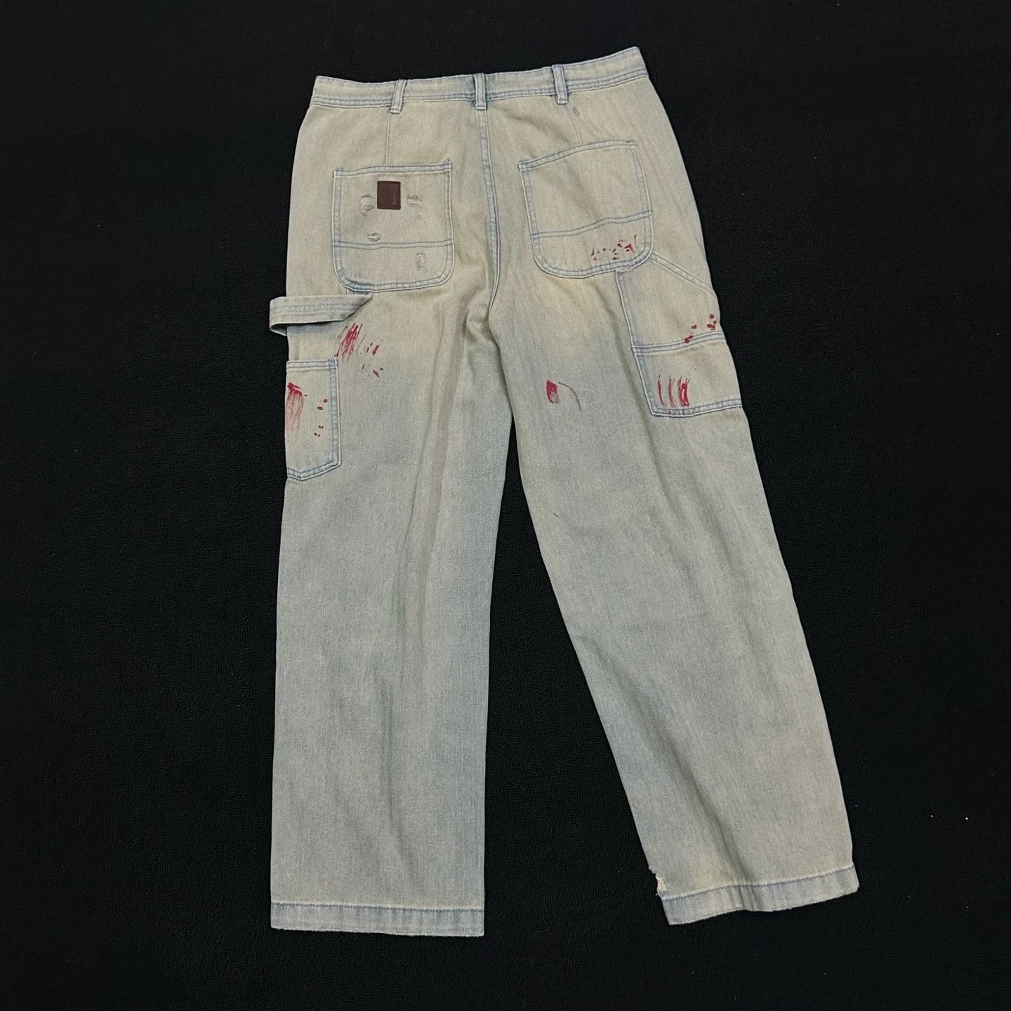 Distressed Light Blue Denim Carpenter Jeans