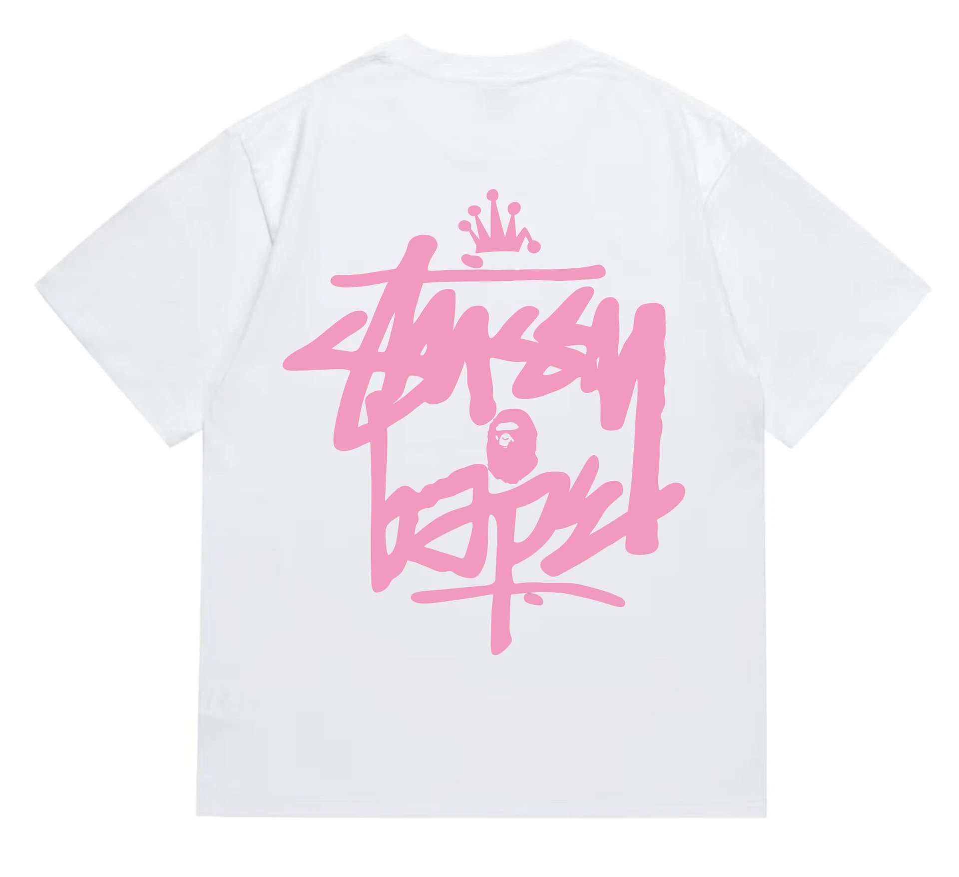 Stussy X Bape Black Graphic Streetwear T-Shirt