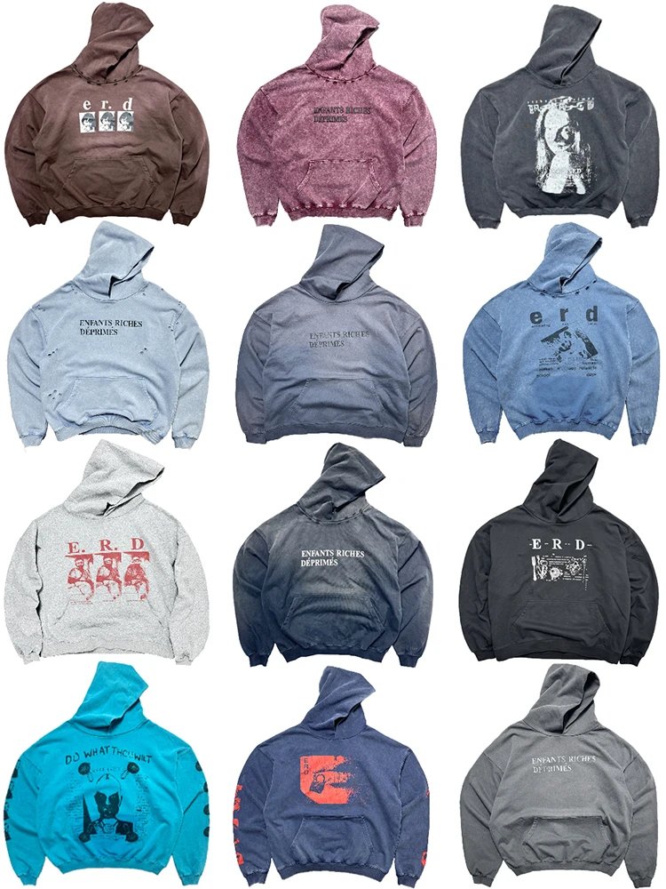 ERD melancholic rich second generation classic slogan hole hooded sweatshirt old vtg hoodie