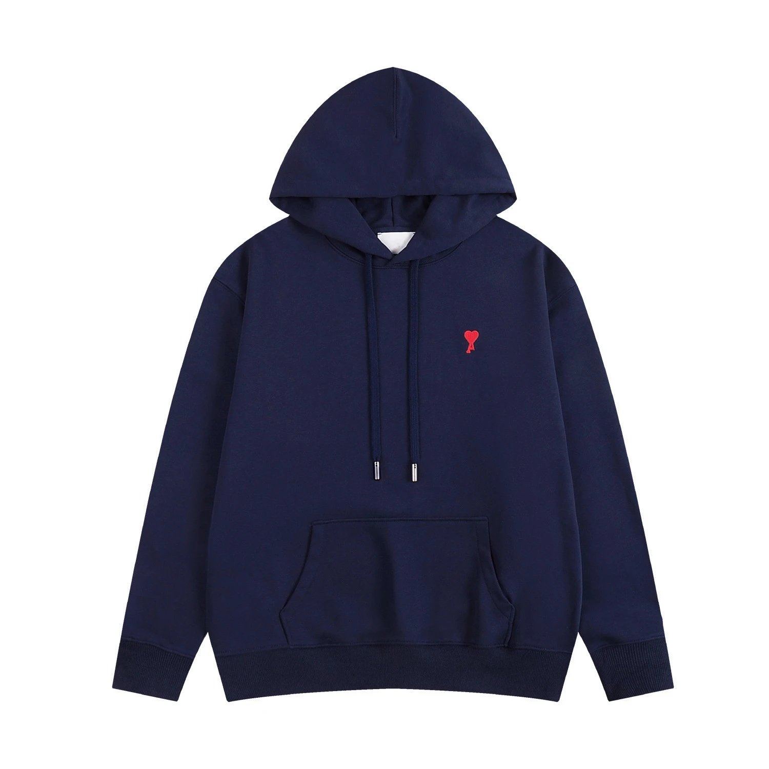 Ami Paris Black Heart Embroidery Oversized Hoodie