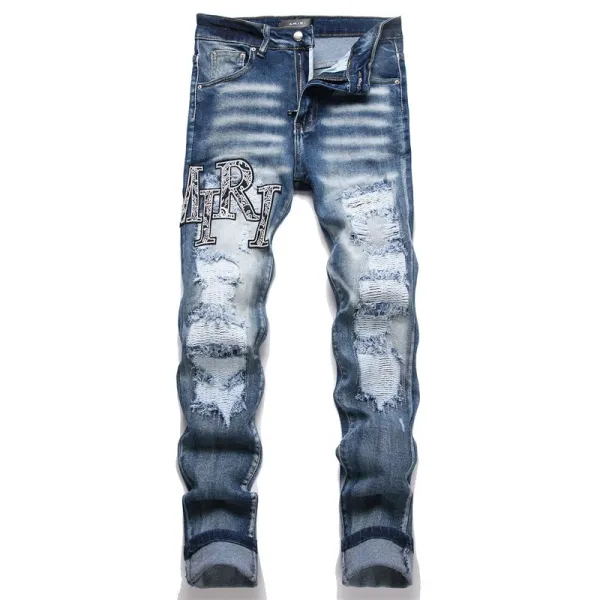 Philipp Plein x Bandana Print Distressed Black Jeans - 5
