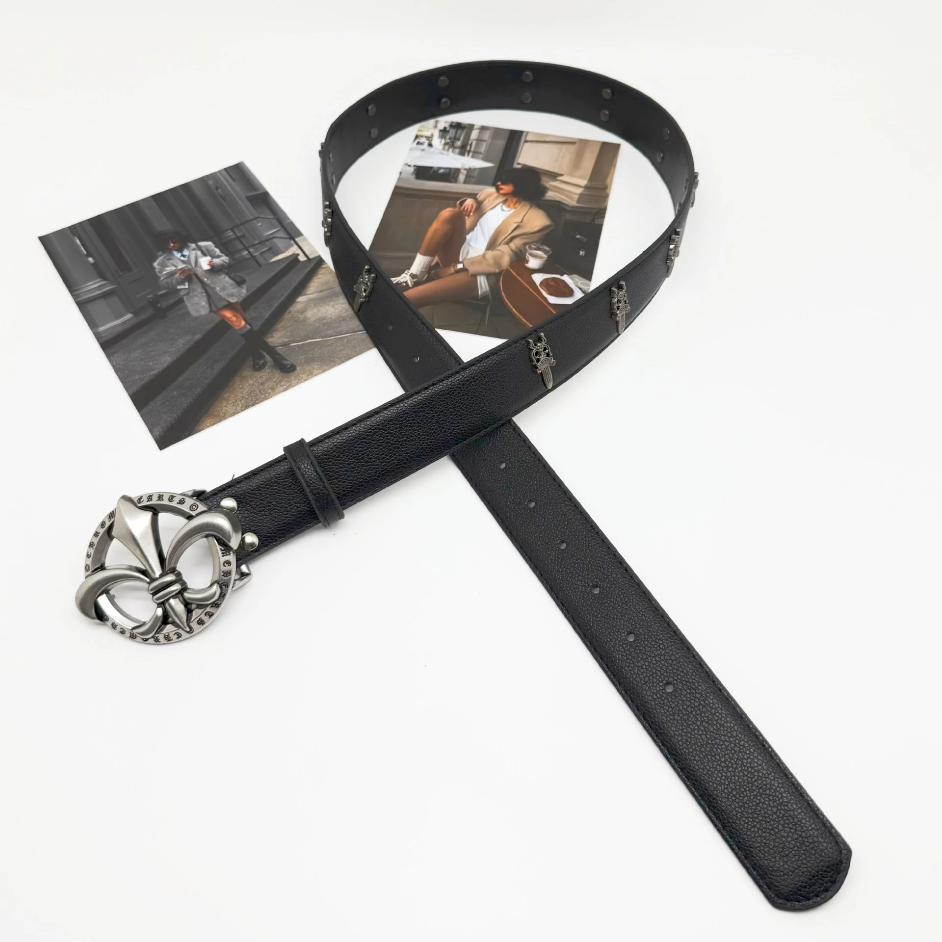 Chrome Hearts Maltese Cross Black Leather Belt