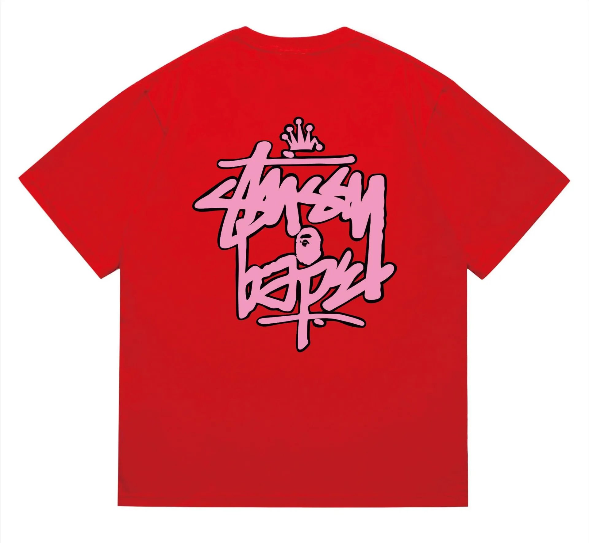 Stussy X Bape Black Graphic Streetwear T-Shirt