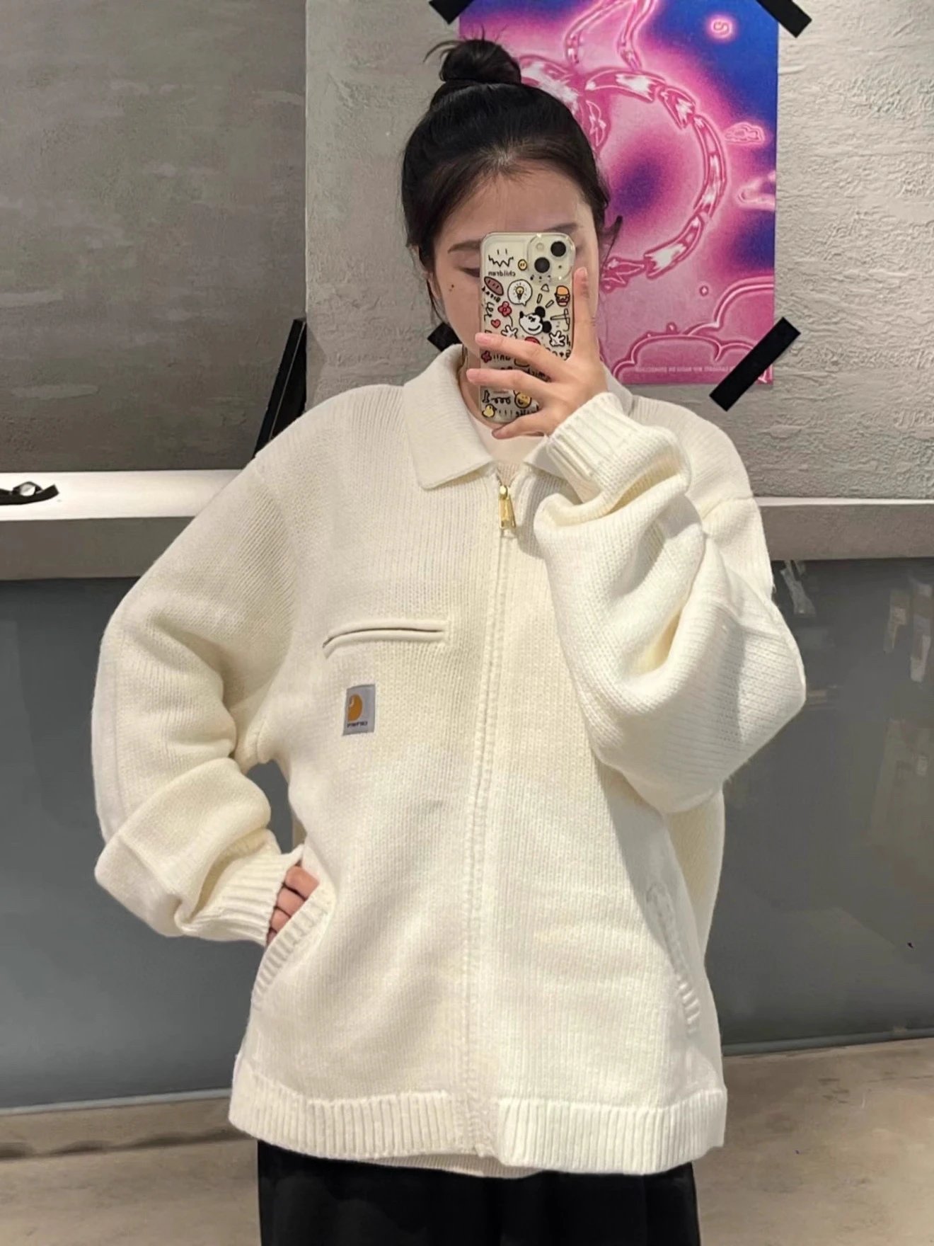 Carhartt WIP Knit Jacket Off White Casual Sweater Coat