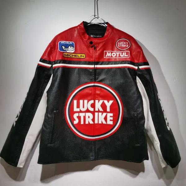 Running Cheetahs x Ferrari Racing Leather Jacket Black Red - 5