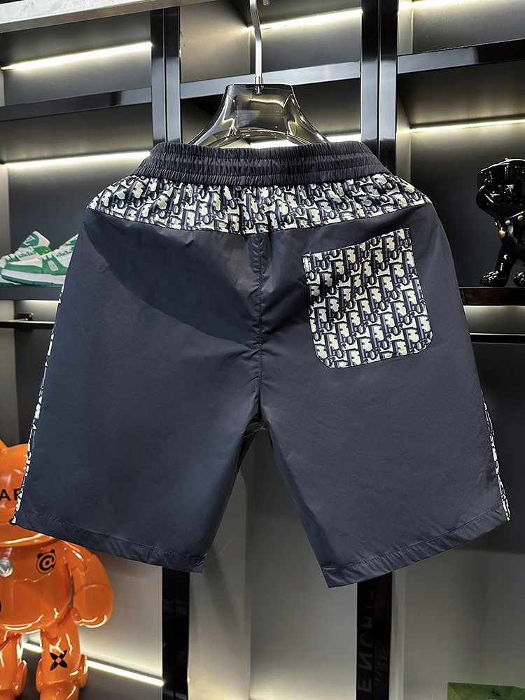 Dior Men's Navy Blue Oblique Print Drawstring Shorts
