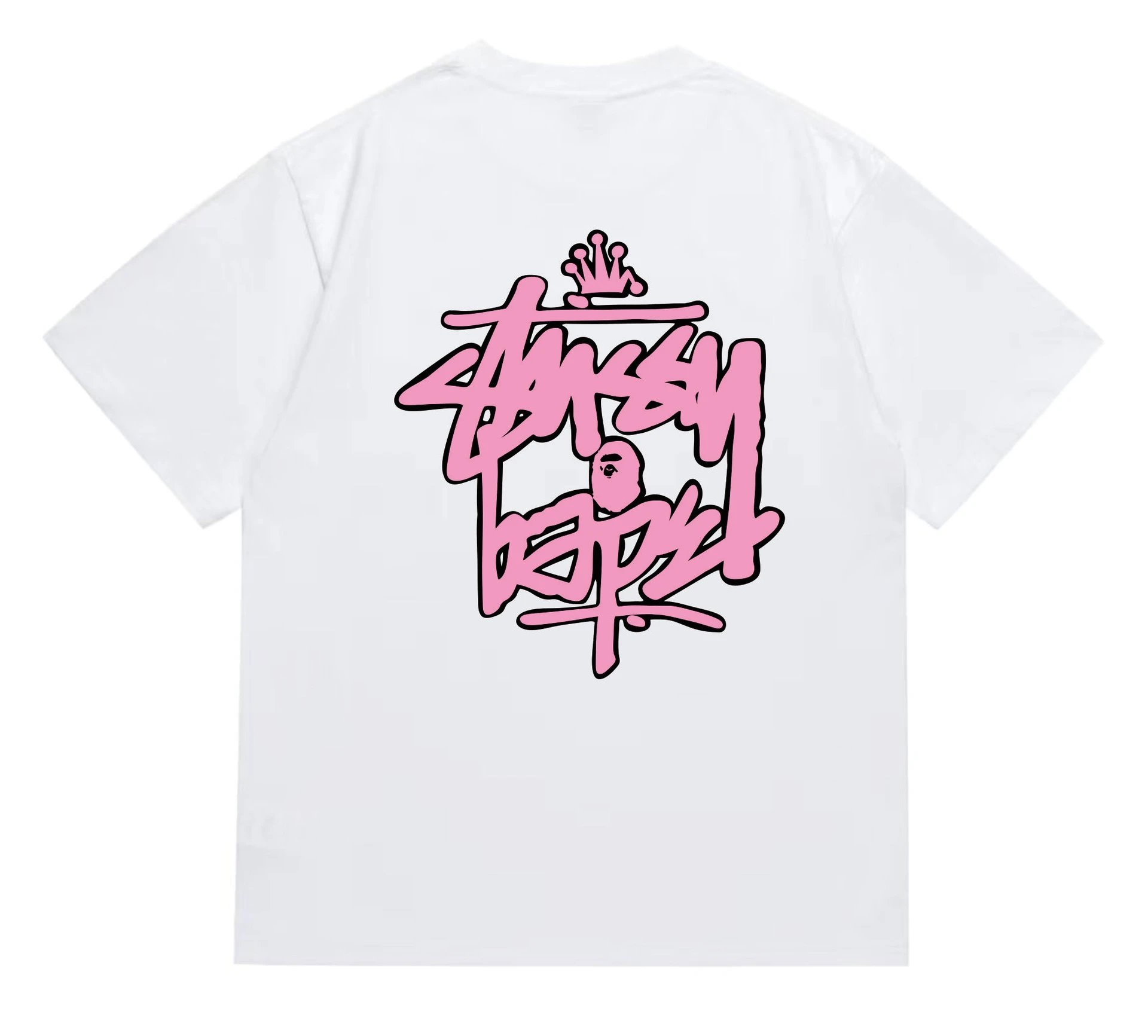 Stussy X Bape Black Graphic Streetwear T-Shirt