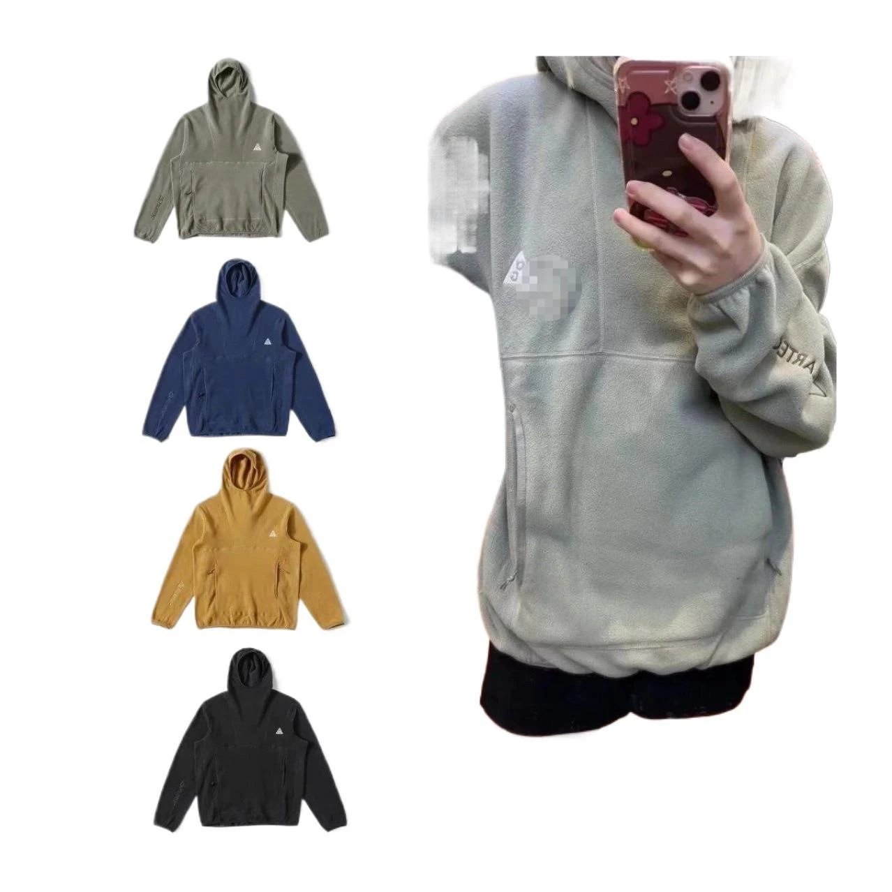 The North Face Fleece Hooded Pullover Black Navy Olive Mustard Outdoor