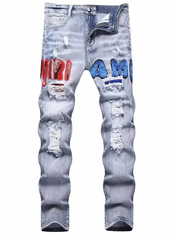 Amiri Mira Patch Distressed Slim Fit Jeans - 3