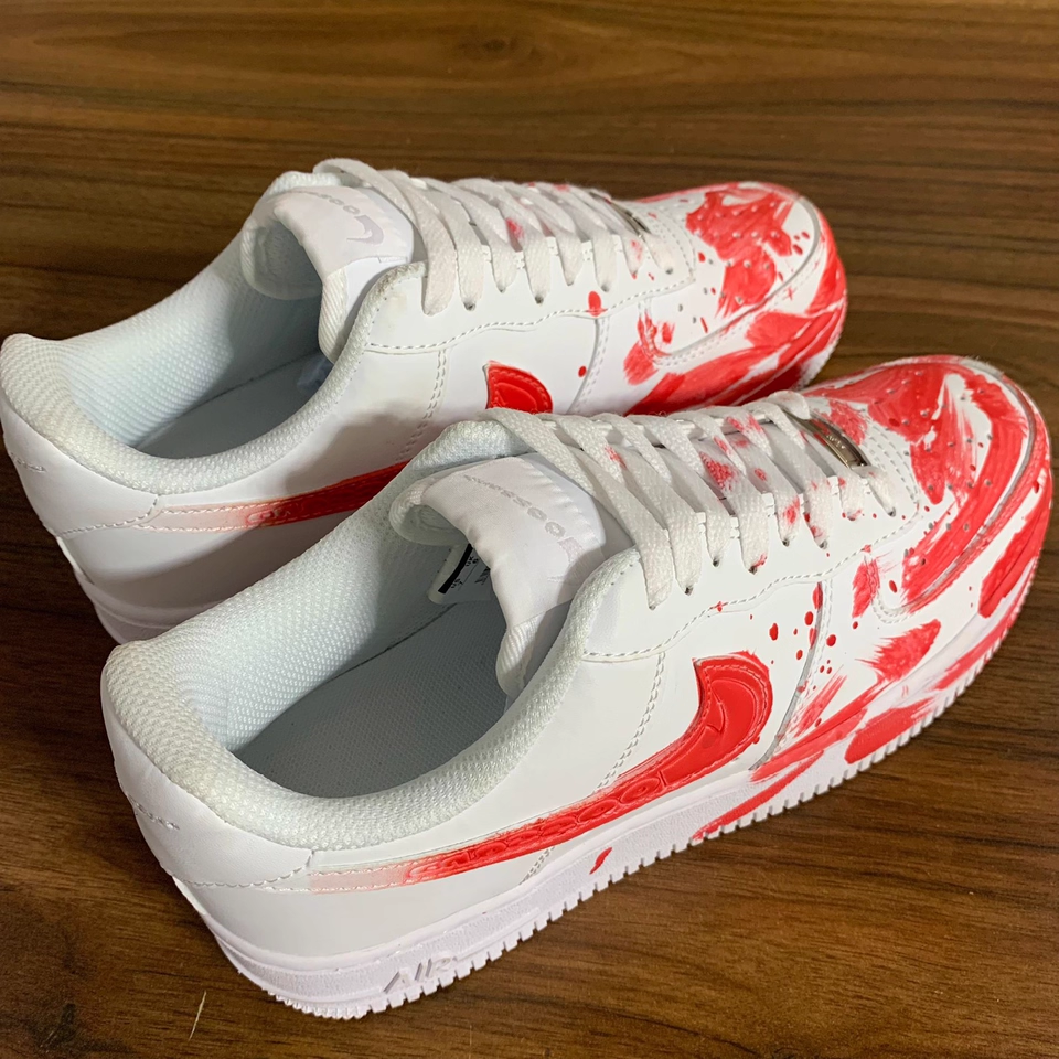 Nike Air Force 1 White Red Splatter Custom Sneakers