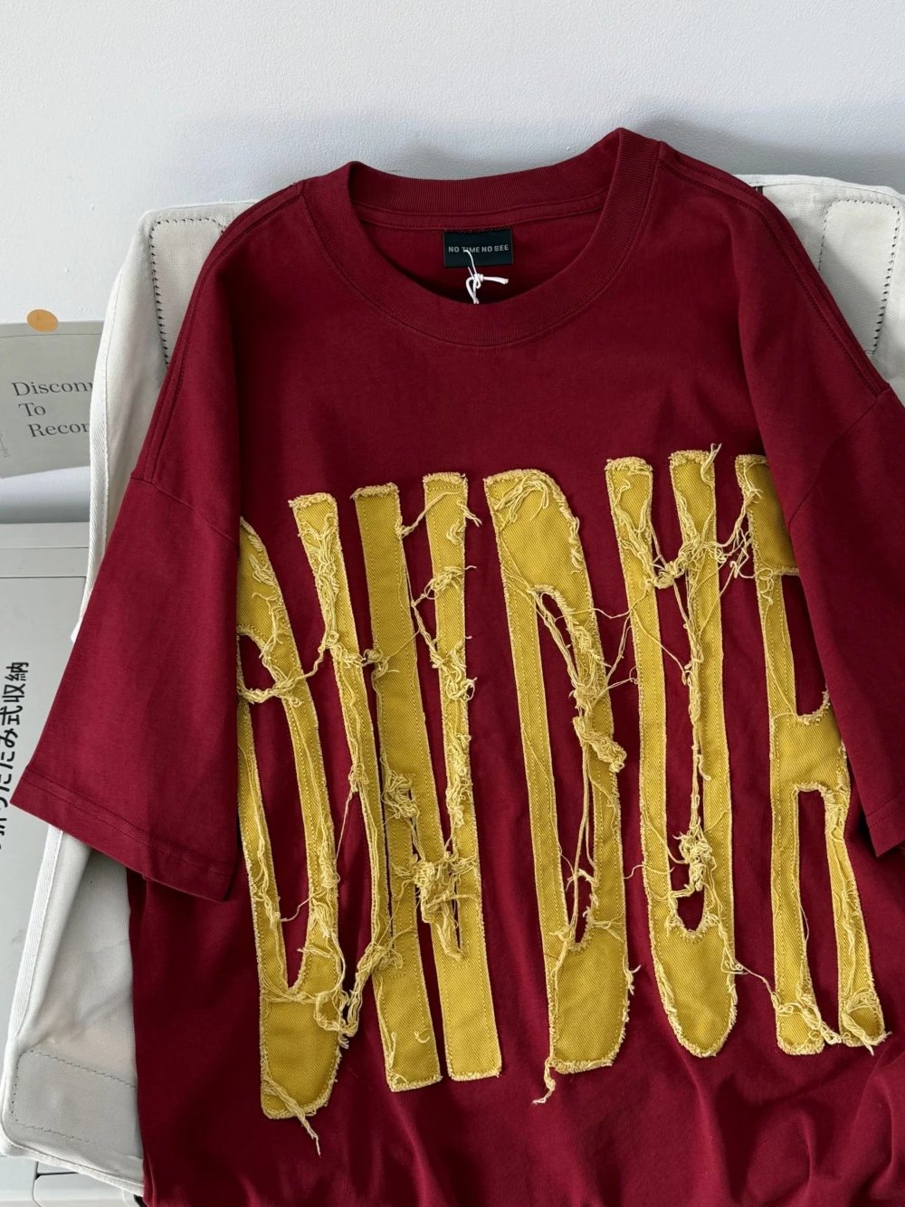 NO TIME NO SEE Distressed Graphic Black Oversized T-Shirt