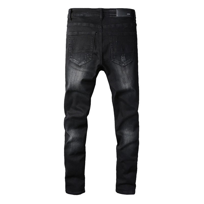 Amiri Black Distressed Angel Print Slim Fit Jeans