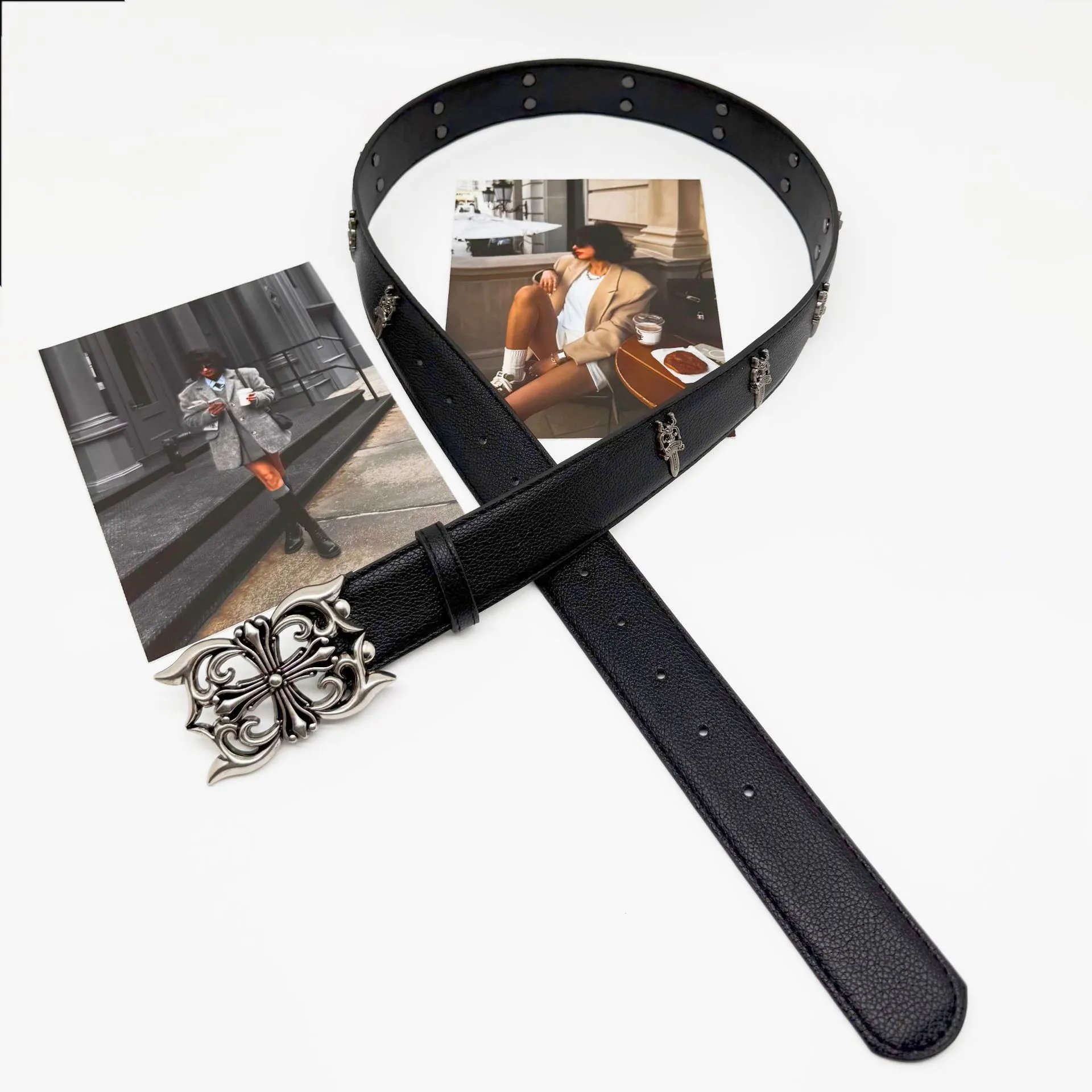 Chrome Hearts Maltese Cross Black Leather Belt
