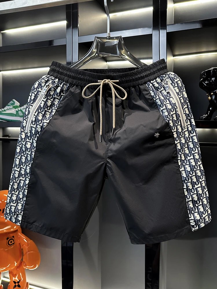 Dior Men's Navy Blue Oblique Print Drawstring Shorts