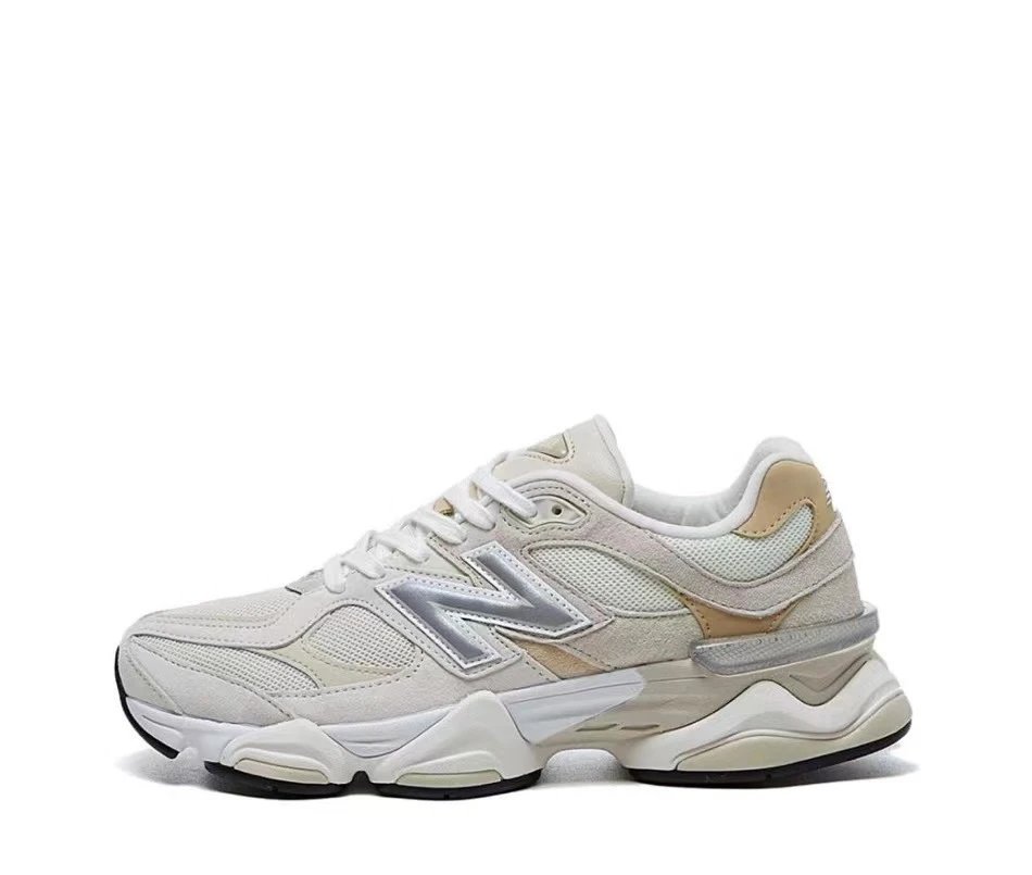 New Balance 9060 Beige Pink Green Chunky Sneakers